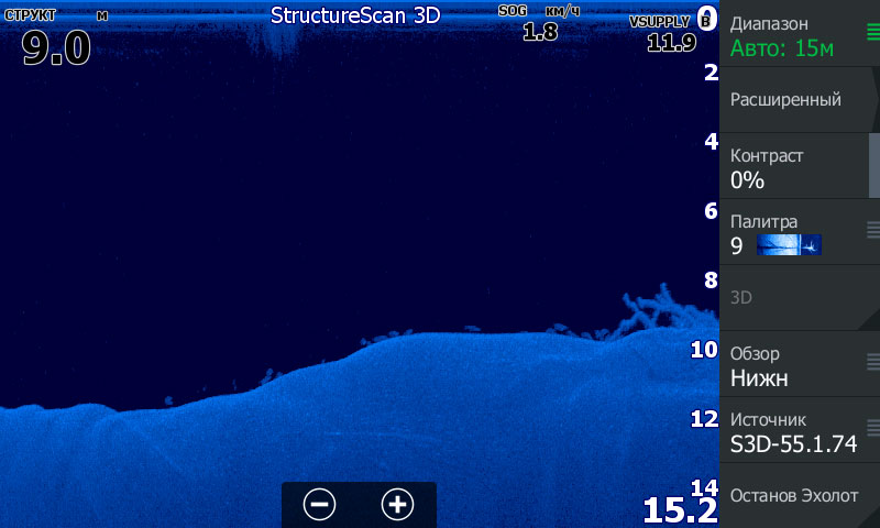 StructureScan 3D - скриншот с HDS-7 Gen3 - крупный судак