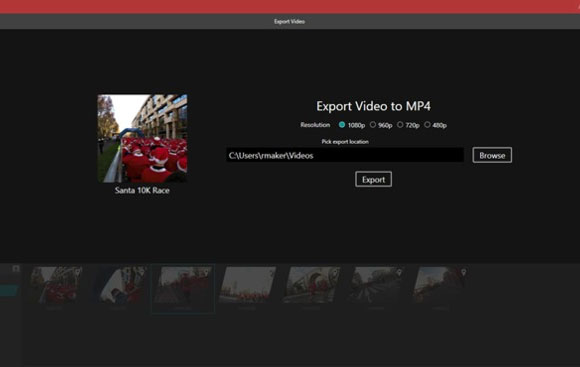 Экспорт роликов - Virb Edit