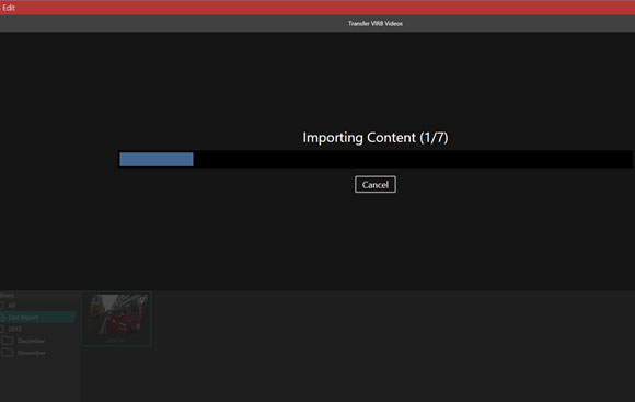 Процесс импорта файлов с камеры Virb