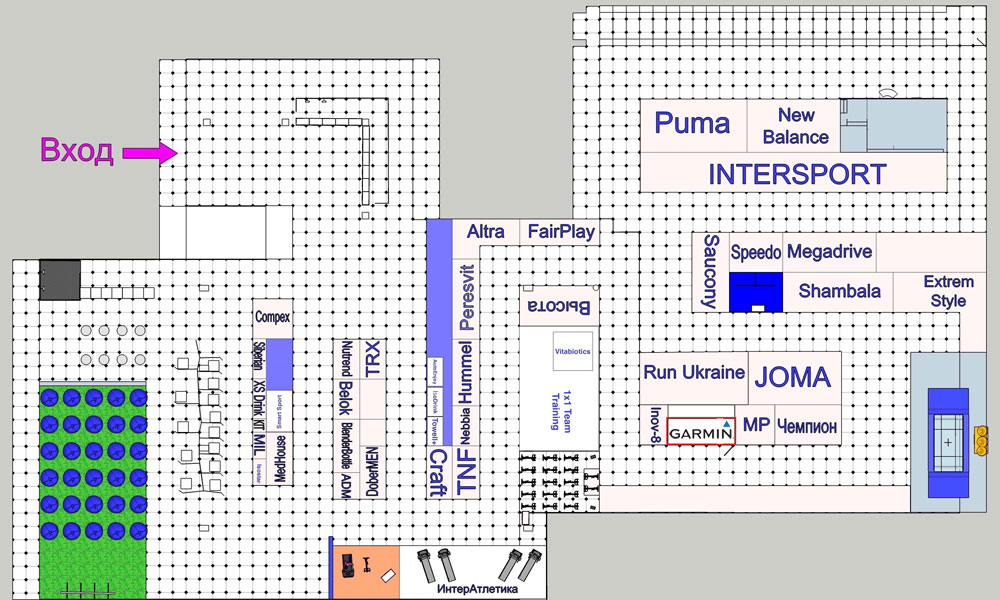 Схема расположения стенда Garmin