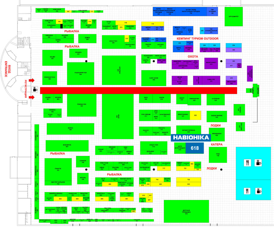 План розташування стенду НАВІОНІКИ на виставці Риболовля. Полювання. Туризм