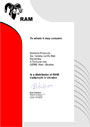 Сертифікат RAM Mounting Systems
